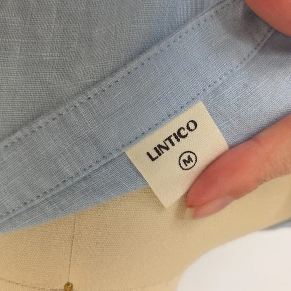 Lintico 100% Linen A Line Midi Dress Size M New Baby Blue Lagenlook Valencia - Picture 9 of 10